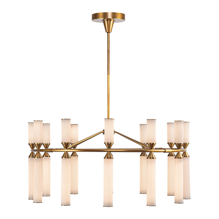 Alora CH348038VBFR LED Chandelier, Vintage Brass/Frosted Ribbed Glass