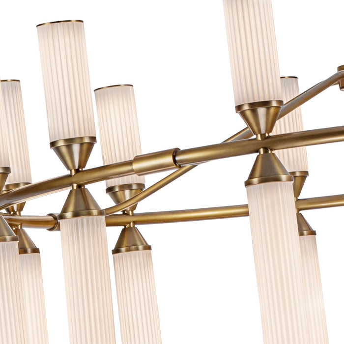 Alora CH348038VBFR LED Chandelier, Vintage Brass/Frosted Ribbed Glass