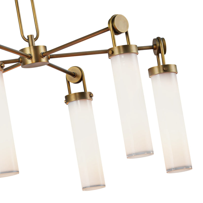Alora CH355632VBGO Six Light Chandelier, Vintage Brass/Glossy Opal