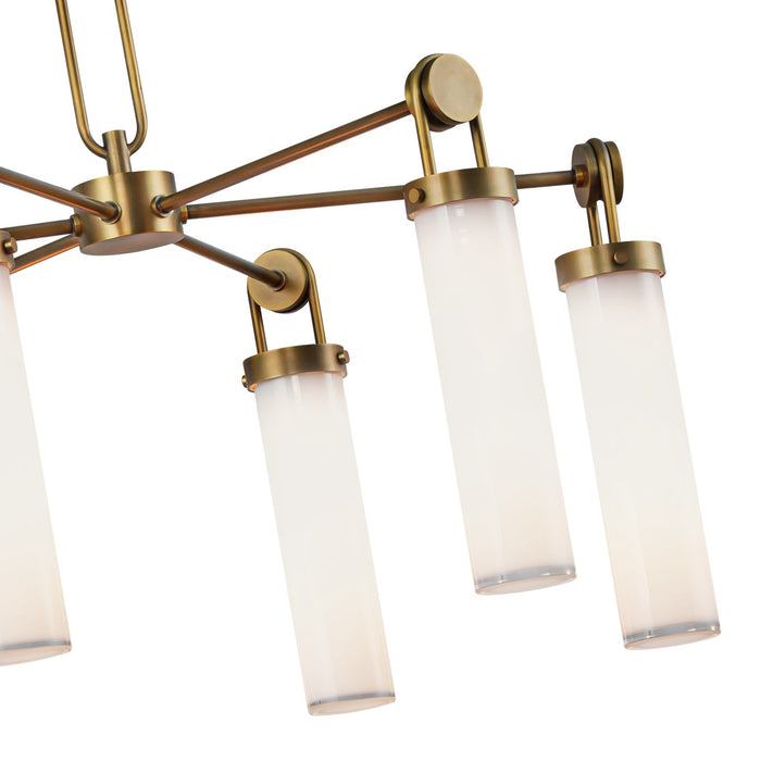 Alora CH355632VBGO Six Light Chandelier, Vintage Brass/Glossy Opal