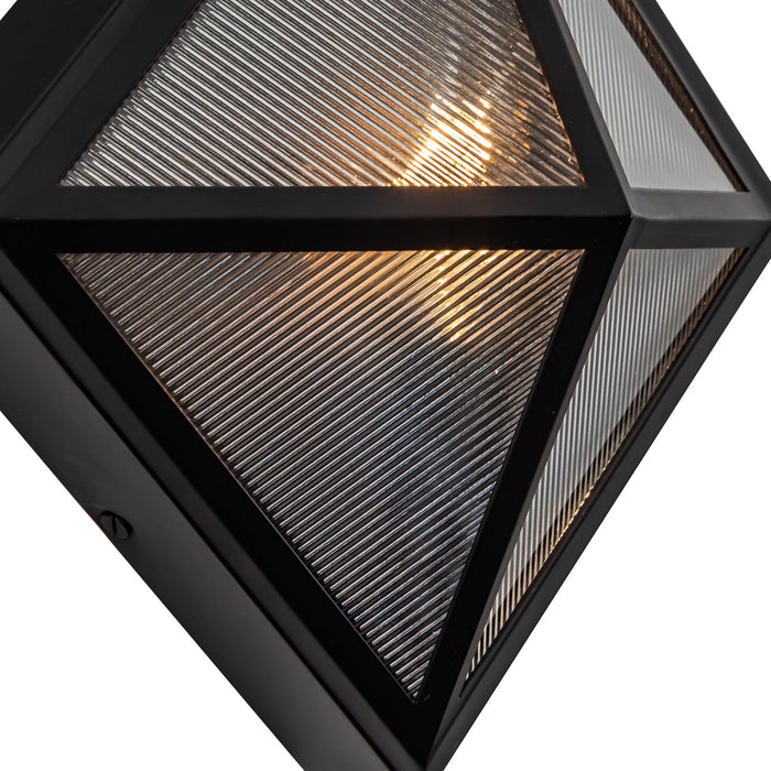 Alora EW332511BKCR One Light Outdoor Wall Lantern, Black/Ribbed Glass