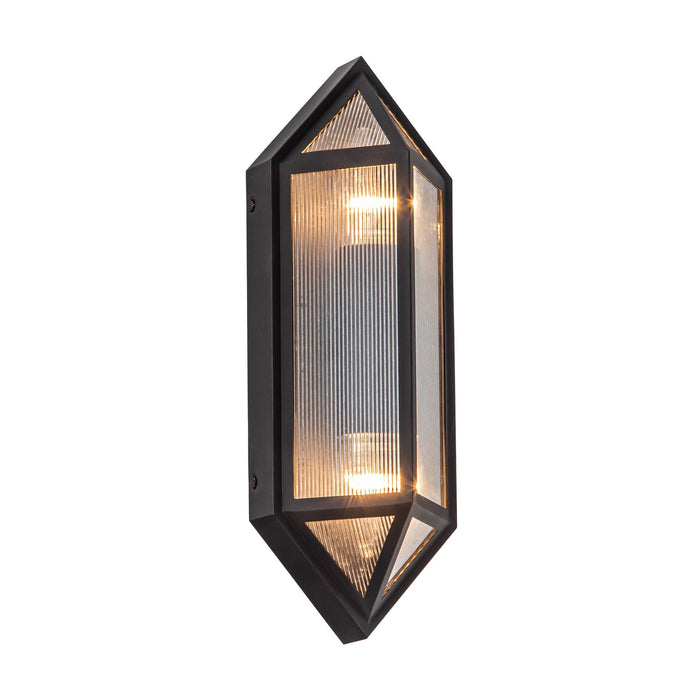 Alora EW332705BKCR Two Light Outdoor Wall Lantern, Black/Ribbed Glass
