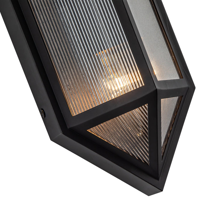 Alora EW332705BKCR Two Light Outdoor Wall Lantern, Black/Ribbed Glass