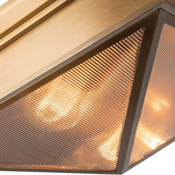 Alora FM332615VBCR Two Light Flush Mount, Ribbed Glass/Vintage Brass