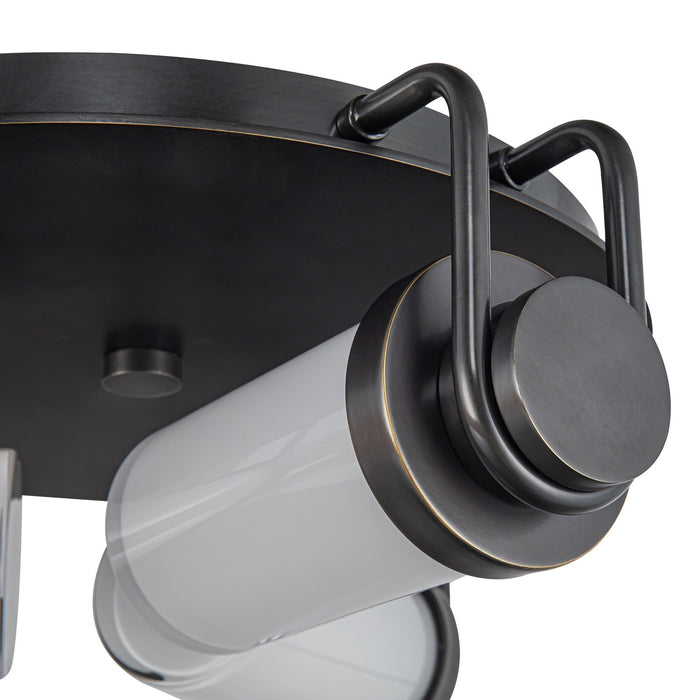 Alora FM355317UBGO Three Light Flush Mount, Urban Bronze/Glossy Opal