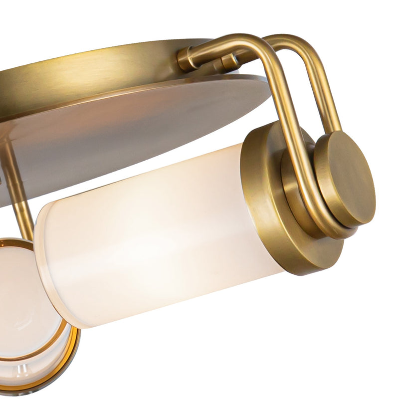 Alora FM355317VBGO Three Light Flush Mount, Vintage Brass/Glossy Opal