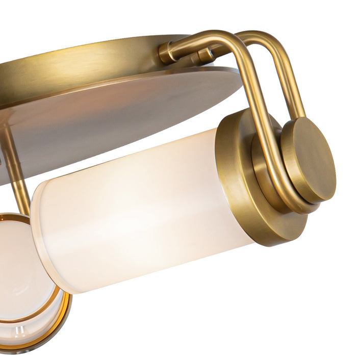 Alora FM355317VBGO Three Light Flush Mount, Vintage Brass/Glossy Opal