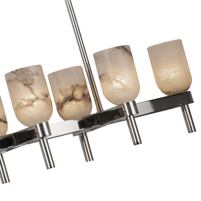 Alora LP338052PNAR Ten Light Linear Pendant, Polished Nickel/Alabaster