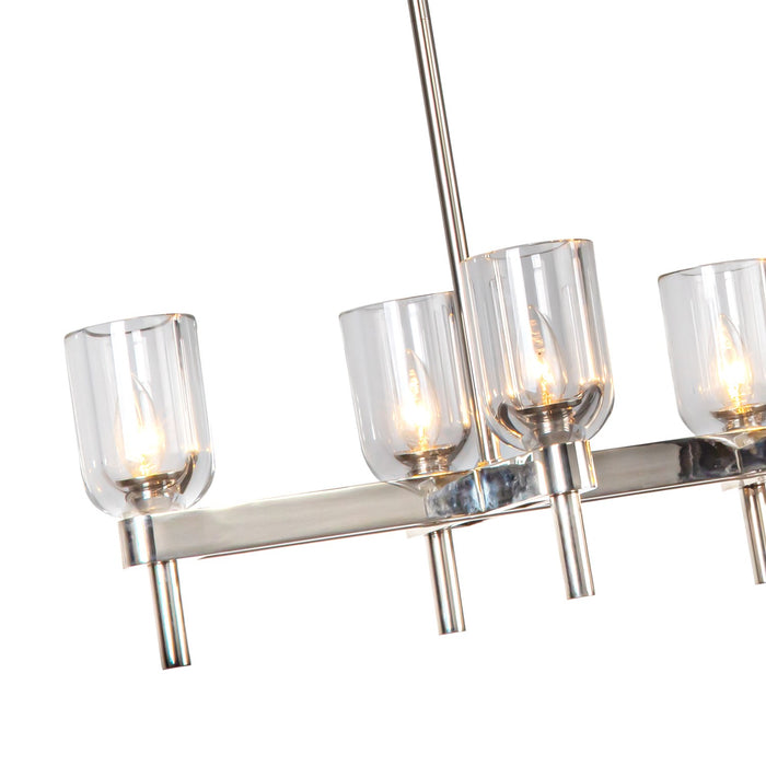 Alora LP338052PNCC Ten Light Linear Pendant, Clear Crystal/Polished Nickel