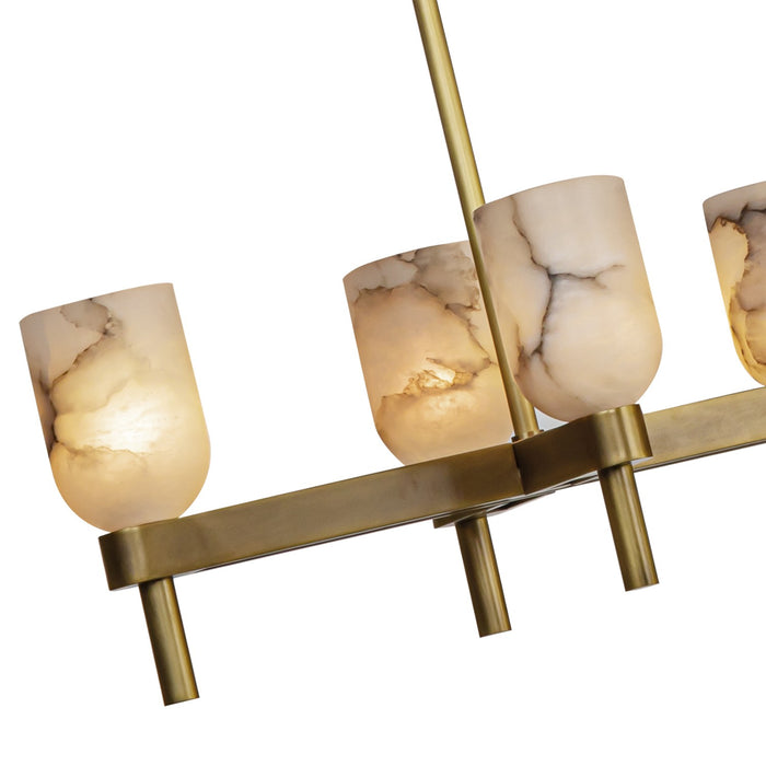 Alora LP338052VBAR Ten Light Linear Pendant, Vintage Brass/Alabaster
