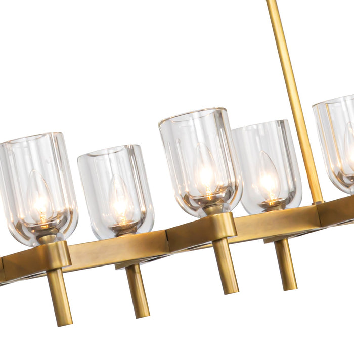 Alora LP338052VBCC Ten Light Linear Pendant, Clear Crystal/Vintage Brass