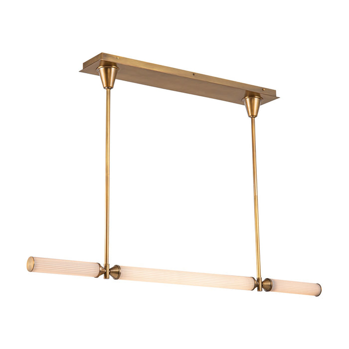 Alora LP348148VBFR LED Linear Pendant, Vintage Brass/Frosted Ribbed Glass