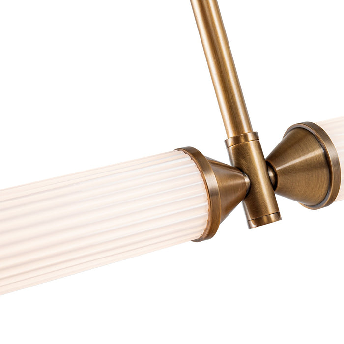 Alora LP348148VBFR LED Linear Pendant, Vintage Brass/Frosted Ribbed Glass