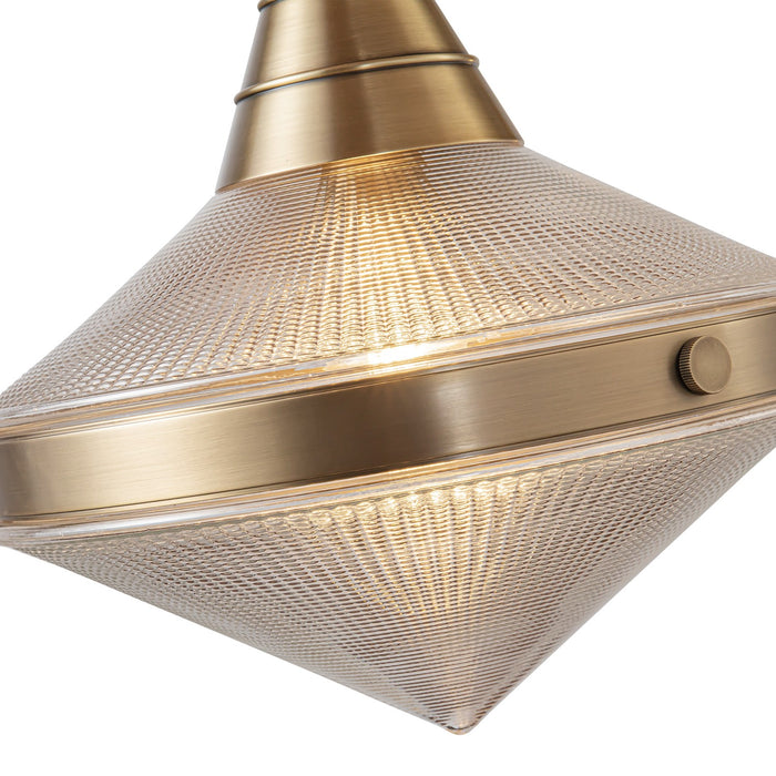 Alora LP348241VBPG Two Light Linear Pendant, Vintage Brass/Prismatic Glass