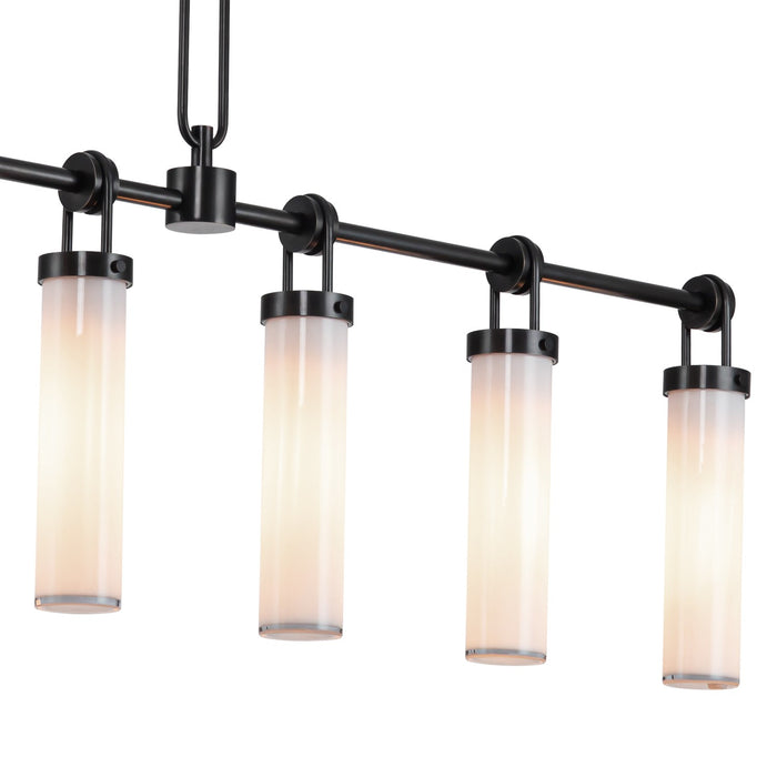 Alora LP355652UBGO Six Light Linear Pendant, Urban Bronze/Glossy Opal