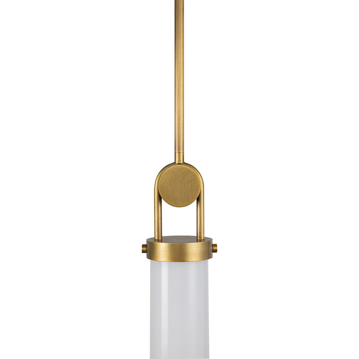 Alora PD355015VBGO One Light Pendant, Vintage Brass/Glossy Opal