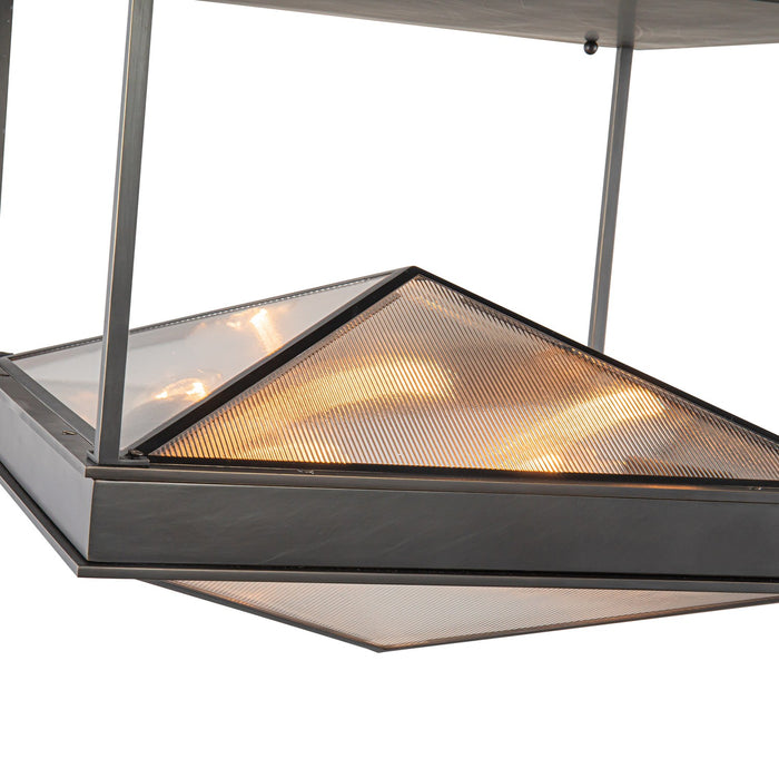 Alora SF332919UBCR Four Light Semi Flush Mount, Ribbed Glass/Urban Bronze