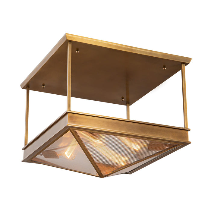 Alora SF332919VBCR Four Light Semi Flush Mount, Ribbed Glass/Vintage Brass