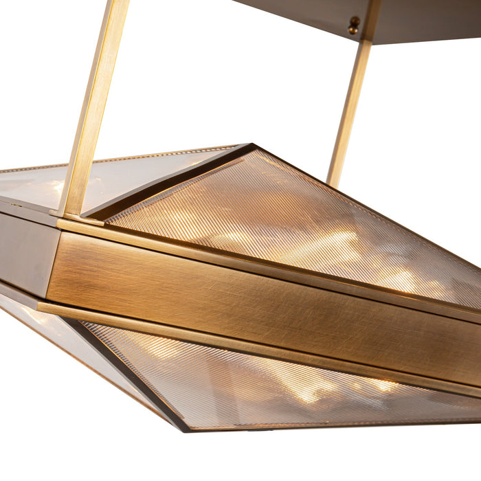 Alora SF332919VBCR Four Light Semi Flush Mount, Ribbed Glass/Vintage Brass