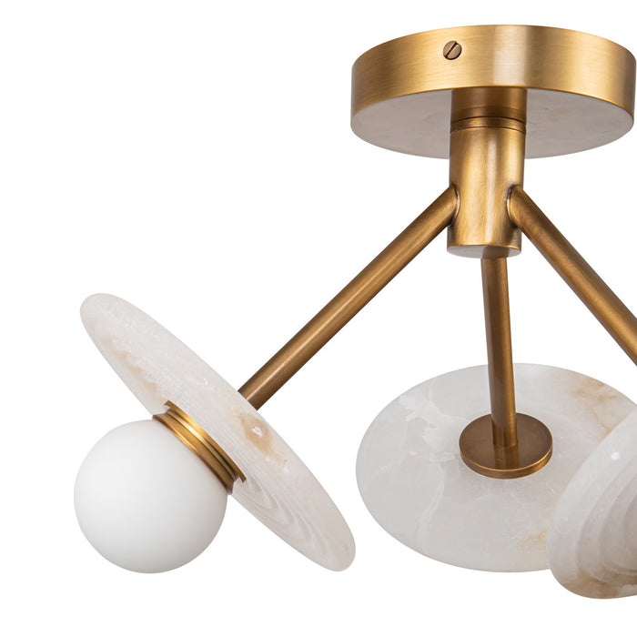 Alora SF346313VBAR LED Semi Flush Mount, Vintage Brass/Alabaster