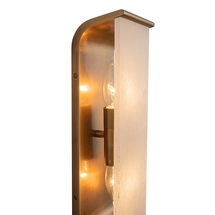 Alora WV327015VBAR Two Light Vanity, Vintage Brass/Alabaster