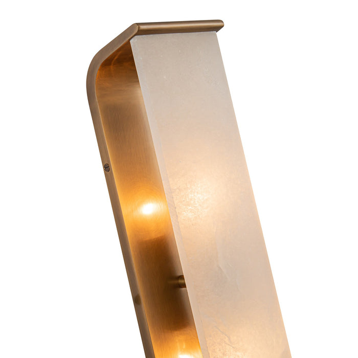 Alora WV327019VBAR Two Light Vanity, Vintage Brass/Alabaster