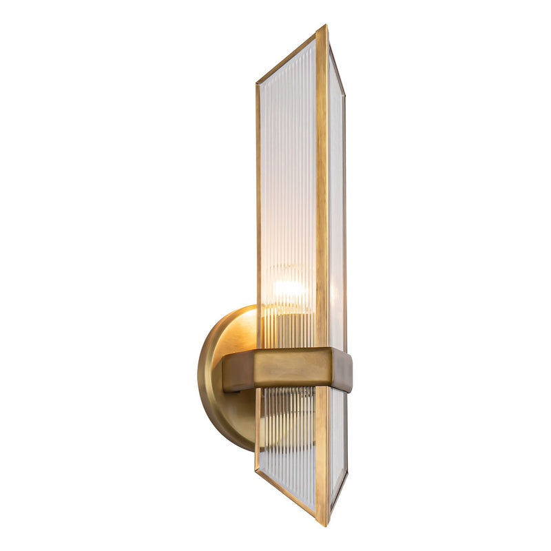 Alora WV332904VBCR One Light Wall Sconce, Ribbed Glass/Vintage Brass