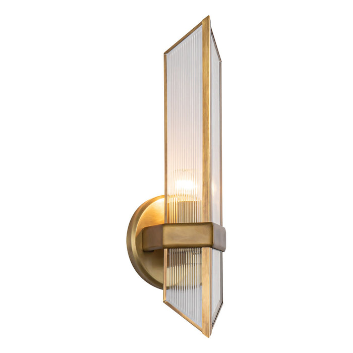 Alora WV332904VBCR One Light Wall Sconce, Ribbed Glass/Vintage Brass