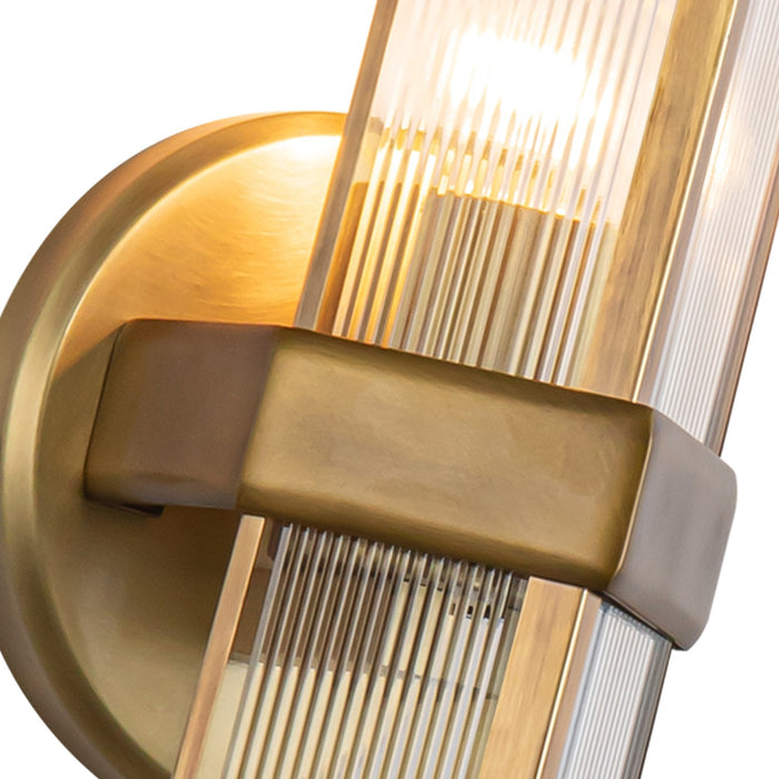 Alora WV332904VBCR One Light Wall Sconce, Ribbed Glass/Vintage Brass