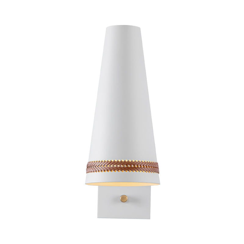 Alora WV342105MWHL One Light Wall Sconce, Matte White/Hazelnut Leather
