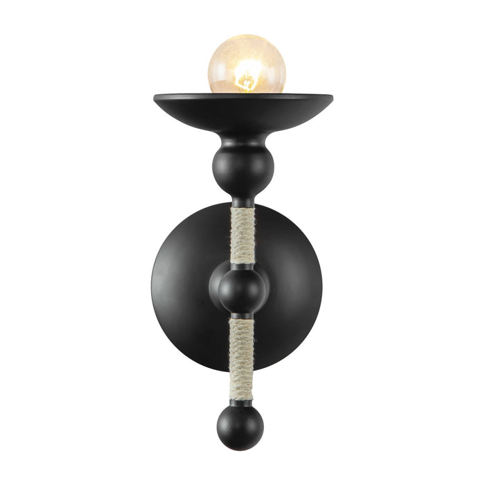 Alora WV343104MBCN One Light Wall Sconce, Matte Black/Cotton