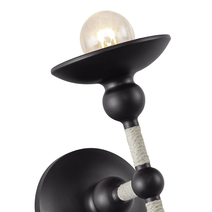 Alora WV343104MBCN One Light Wall Sconce, Matte Black/Cotton