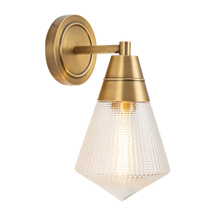 Alora WV348106VBPG One Light Wall Sconce, Vintage Brass/Prismatic Glass