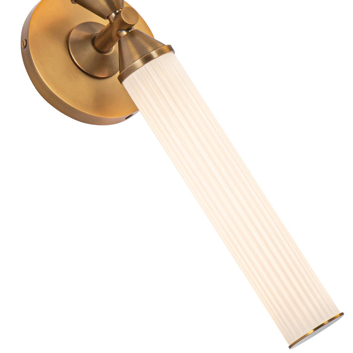 Alora WV348118VBFR LED Vanity, Vintage Brass/Frosted Ribbed Glass