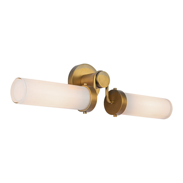 Alora WV355223VBGO Two Light Vanity, Vintage Brass/Glossy Opal