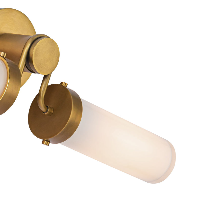 Alora WV355223VBGO Two Light Vanity, Vintage Brass/Glossy Opal
