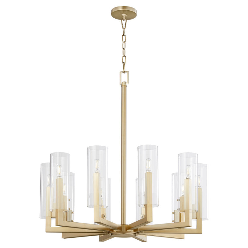 Quorum 6277-10-80 Ten Light Chandelier, Aged Brass