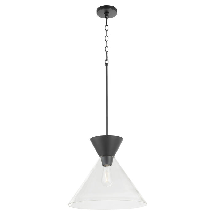 Quorum 8119-259 One Light Pendant, Matte Black w/ Clear Glass