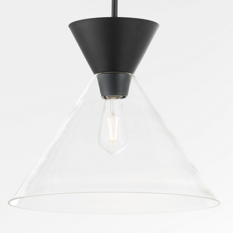 Quorum 8119-259 One Light Pendant, Matte Black w/ Clear Glass
