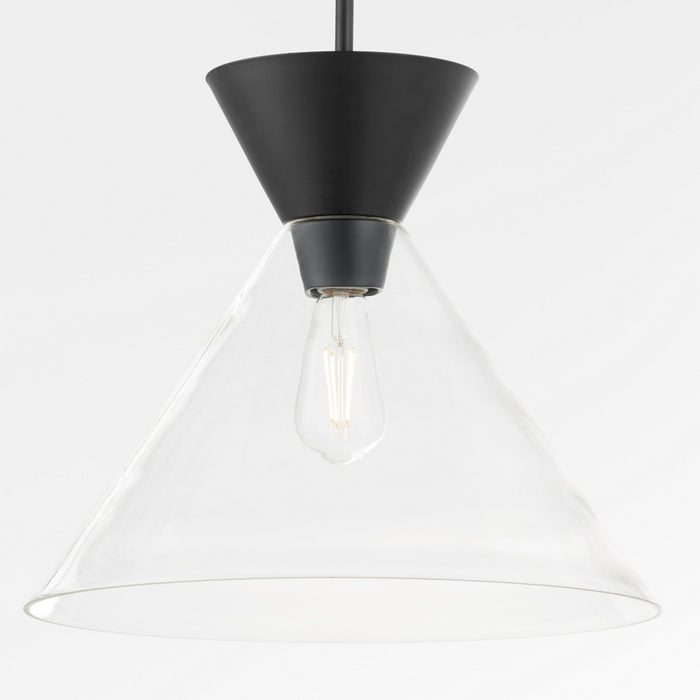 Quorum 8119-259 One Light Pendant, Matte Black w/ Clear Glass