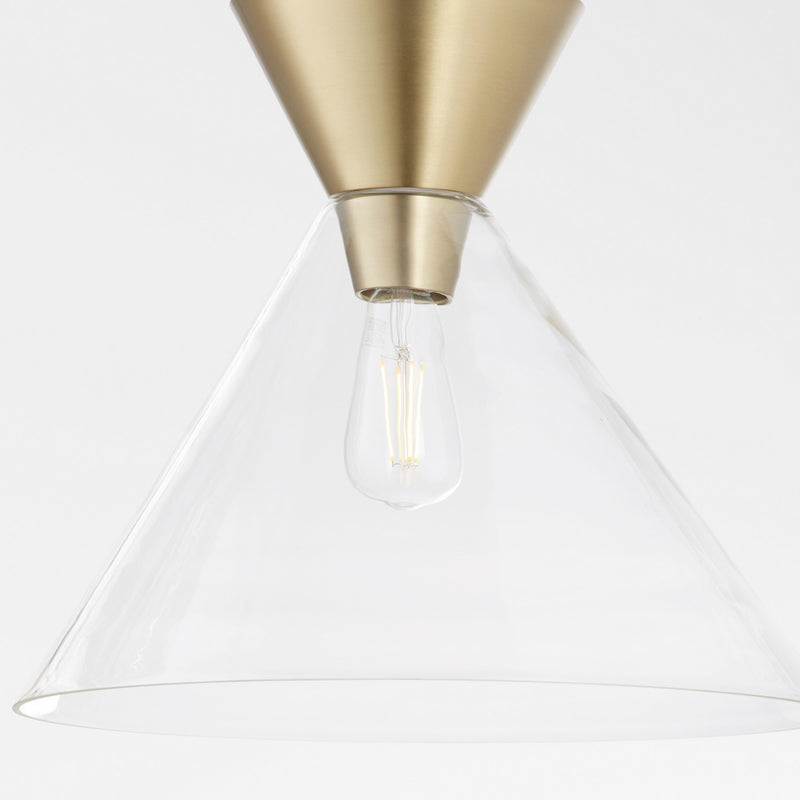 Quorum 8119-280 One Light Pendant, Aged Brass w/ Clear Glass