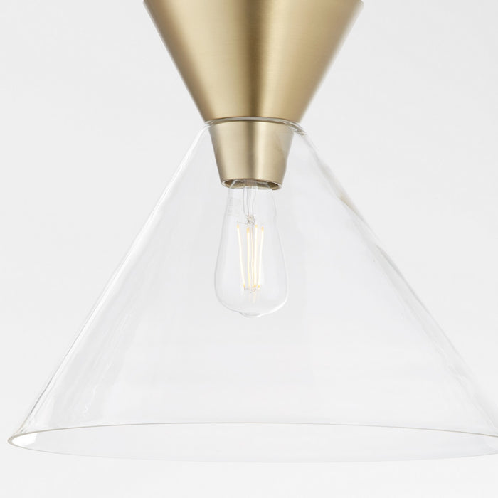 Quorum 8119-280 One Light Pendant, Aged Brass w/ Clear Glass