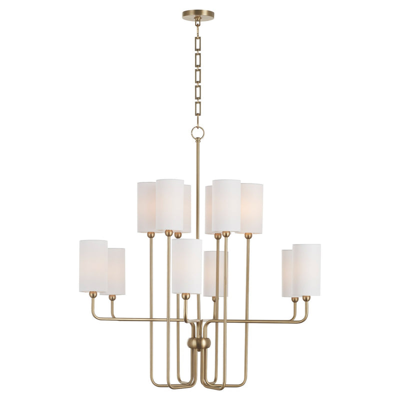 Quorum 698-12-80 12 Light Chandelier, Aged Brass