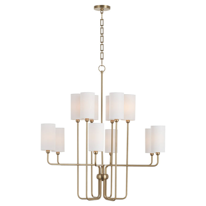 Quorum 698-12-80 12 Light Chandelier, Aged Brass