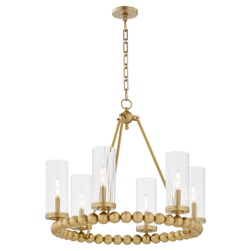 Quorum 661-6-80 Six Light Chandelier, Aged Brass