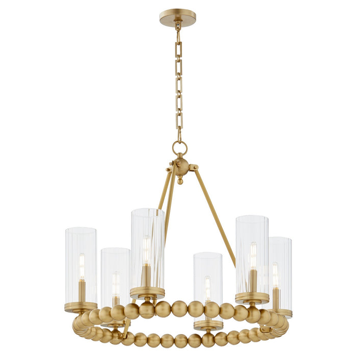 Quorum 661-6-80 Six Light Chandelier, Aged Brass