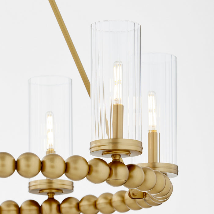 Quorum 661-6-80 Six Light Chandelier, Aged Brass
