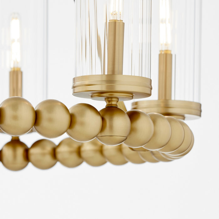 Quorum 661-6-80 Six Light Chandelier, Aged Brass