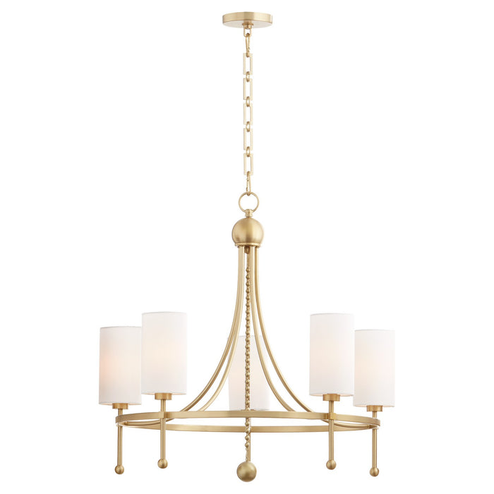 Quorum 664-5-80 Five Light Chandelier, Aged Brass
