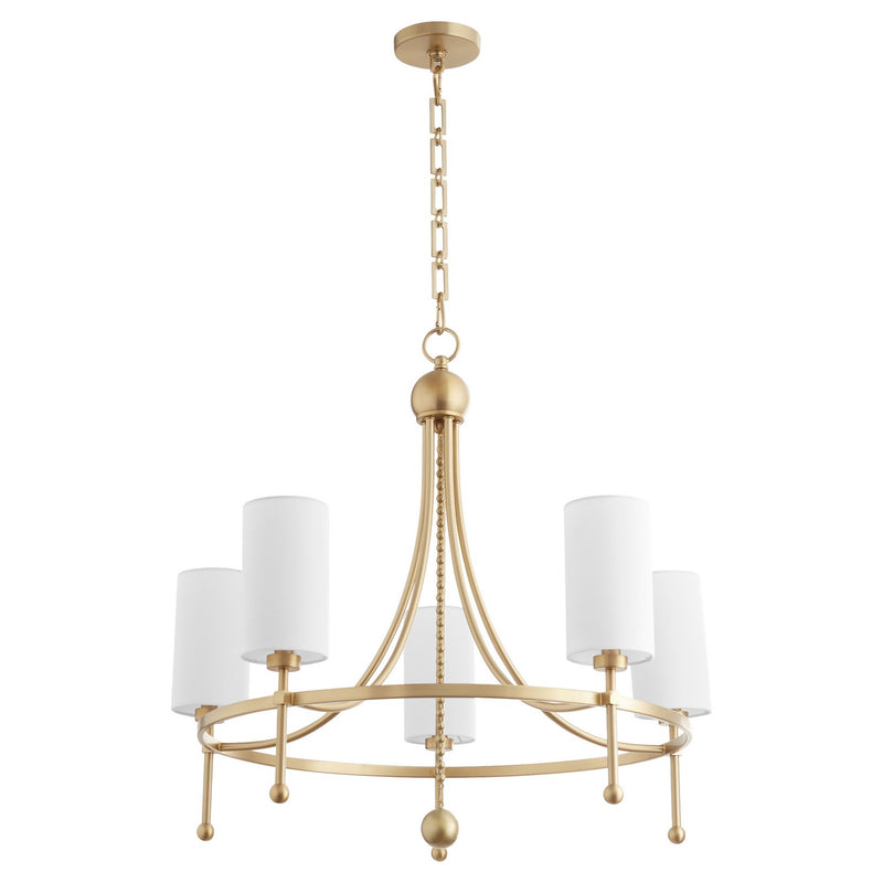 Quorum 664-5-80 Five Light Chandelier, Aged Brass